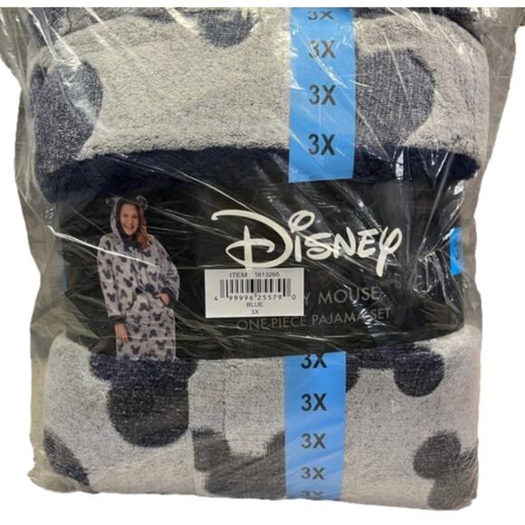 Disney Women's Mickey Mouse One Piece Hoodie Ears Pajamas 3X NWT - Picture 2 of 7
